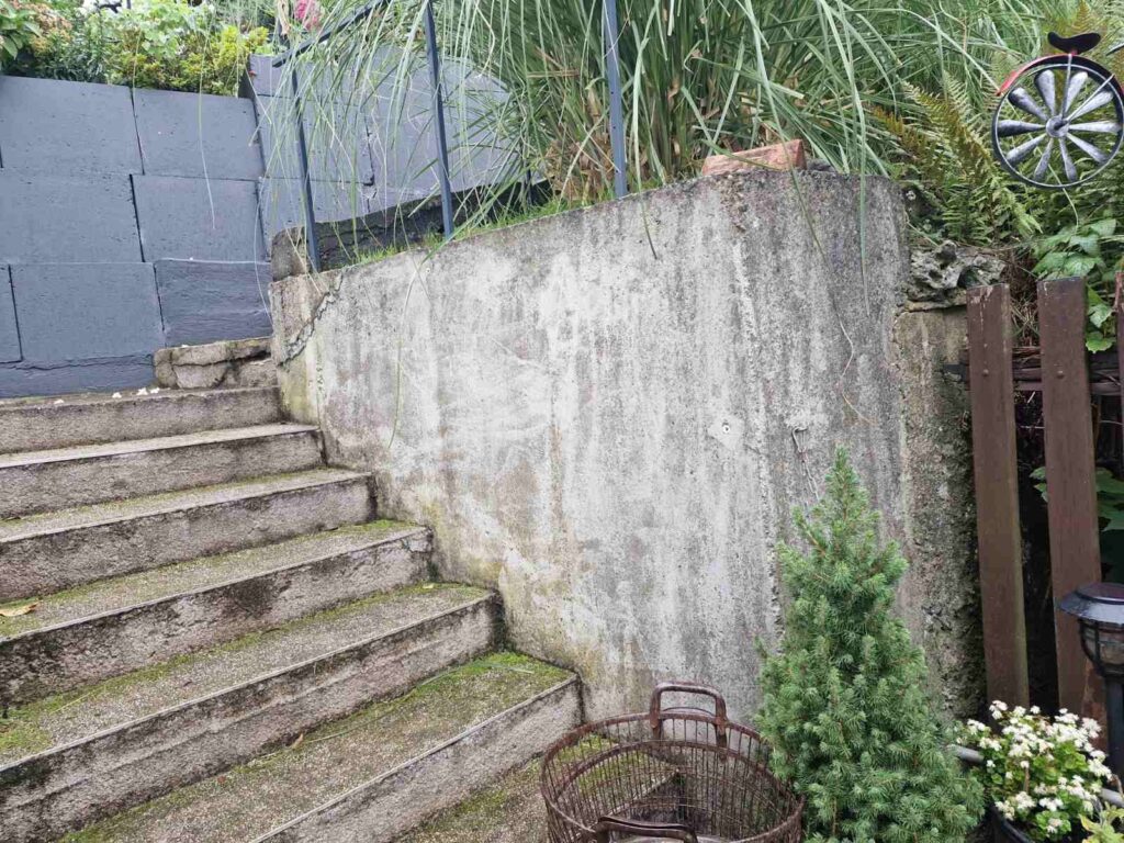 Mauer veraltet moosig vorher